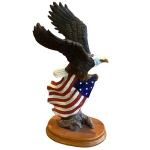 American Eagle Clutching the United States Flag Collectible Statue